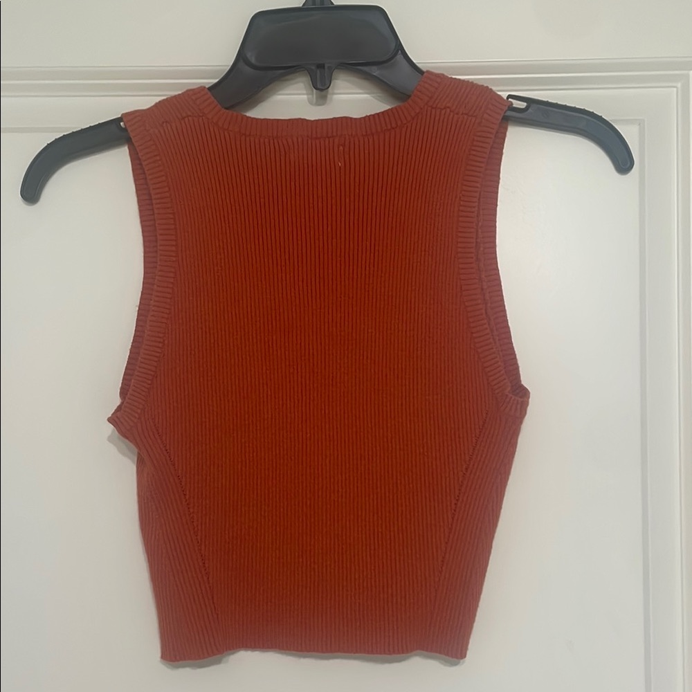 PacSun Rust Ribbed V-Neck Tank Top - Picture 2 of 3